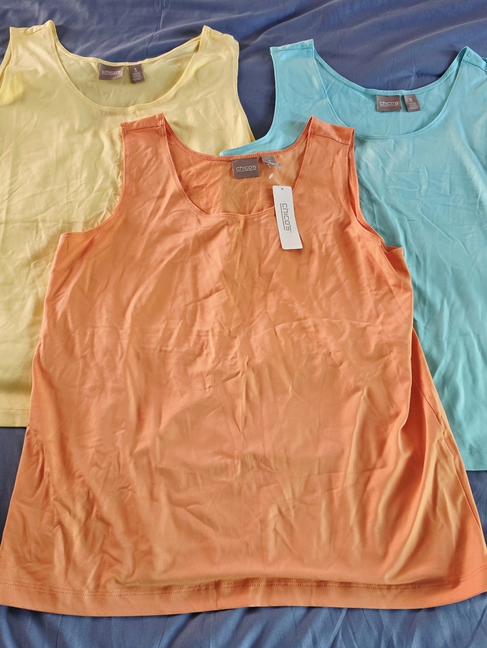 NWOT Chico Women's Sleeveless Tank Tops Bundle Of 3 Shirts Size 3 Colorful